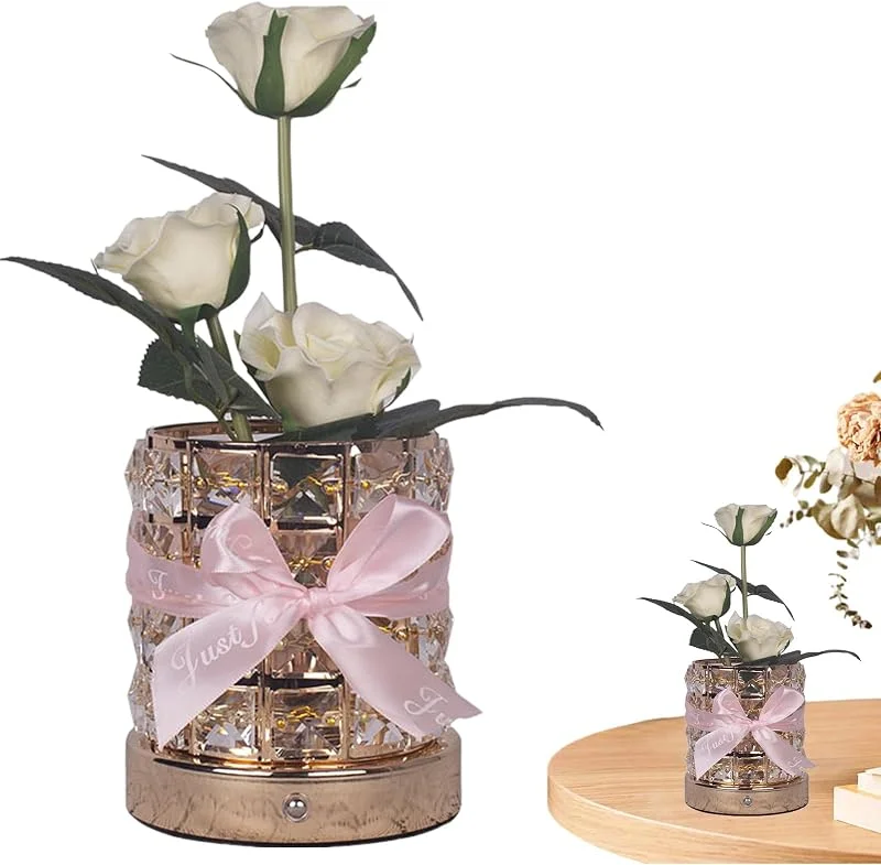 Marke: Générique Générique Leuchtende Blumen, Tischleuchte, dekorativ, romantisch, 3 Farben, dimmbar, für Nachttisch, Geburtstag, Wohnzimmer — Kerzenlicht Abendessen