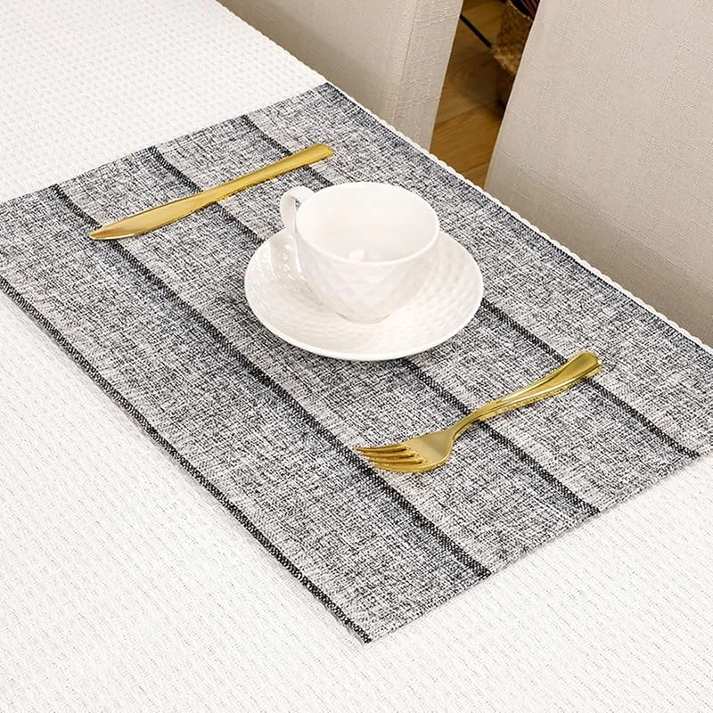Besuche den Epinki-Store Epinki 2er Set Weihnachten Tischset Quadratisch 32x45CM, Polyester Platzset Weihnachten Modern Falsche Leinen Streifen Hitzebeständige, Tischuntersetzer Weihnachten Grau für Speisetisch Hotel — Küche & Haushalt