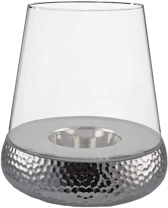 Marke: Kaheku Kaheku Bilbao Windlicht Golf Silber, Durchmesser 20 cm Keramik Klarglas 99990234 — Kerzenlicht Abendessen