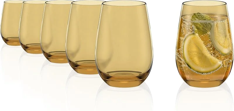 Besuche den Stölzle Lausitz-Store Stölzle Lausitz Elements Wassergläser Trinkgläser Bernstein 465 ml, 6er-Set — Kerzenlicht Abendessen